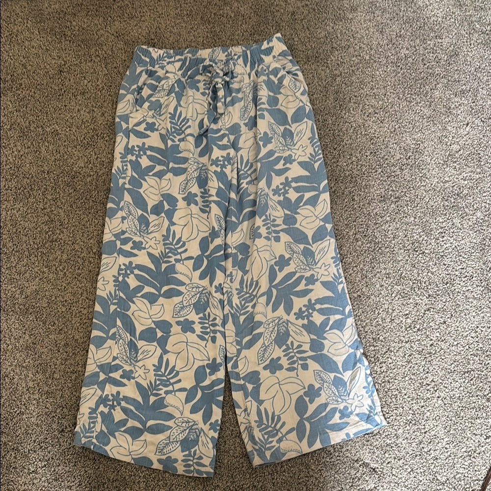 Sienna Sky Blue and White Wide Leg Pants